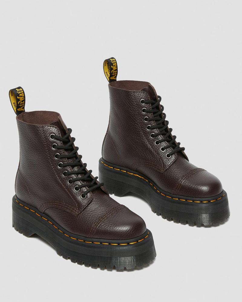 Dr Martens Sinclair Milled Nappa Læder Platform Støvler Dame Bordeaux | DK 257HAP